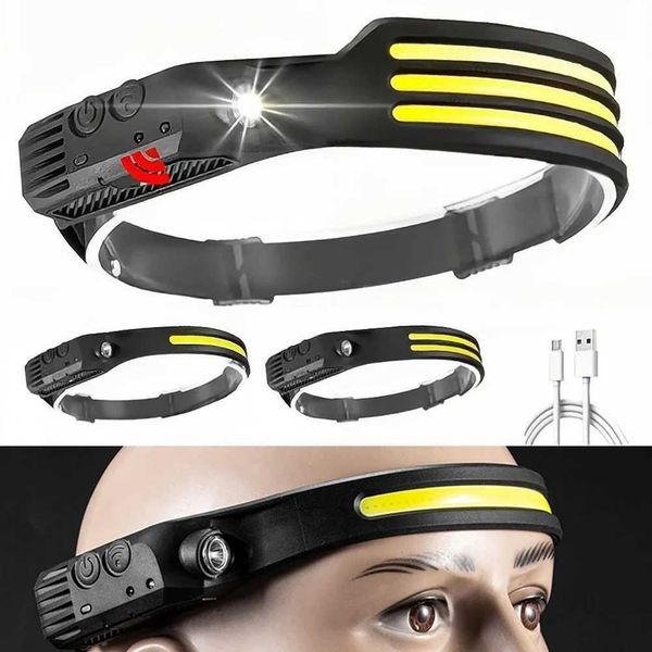 230 Motion Sensor Bright Beam Headlamp Spotlight 6 Modes Lightweight Head Lamps Flashlight Repairing Camping Running CyclingCL240807