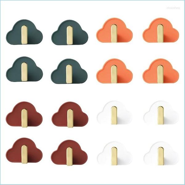 Hooks Rails Hooks Creative Cloud Shape Hanging 4Pcs Self Adhesive Storage Hanger For Home Kitchen Bedroom Bathroom Towel Bag Organiz Dh21F