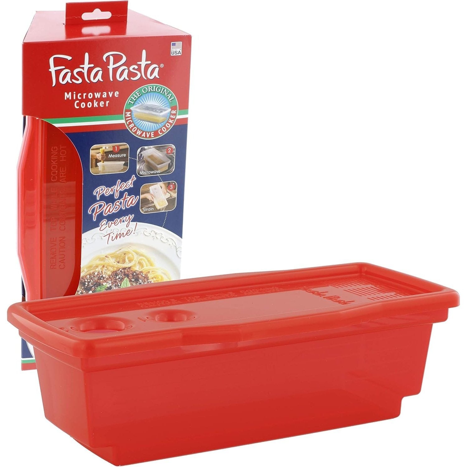 TEMU Microwave Pasta Cooker, - (red)- Quickly Cooks Up To 4 Servings- No Mess, Sticking Or Waiting For Boil- Perfect Pasta - For Dorms, Small