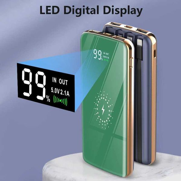 Hot Sale 20000mAh Qi wireless charger power pack with built-in cable for fast charging suitable for iPhone 14 S23 Poverbank T241026