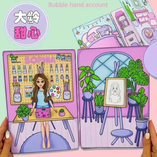 Party Games Crafts Paper Doll House Girl Dress Up Quiet Book Doudou Children s Puzzle Handmade DIY Finished Toy Material Pack Gift for 23120
