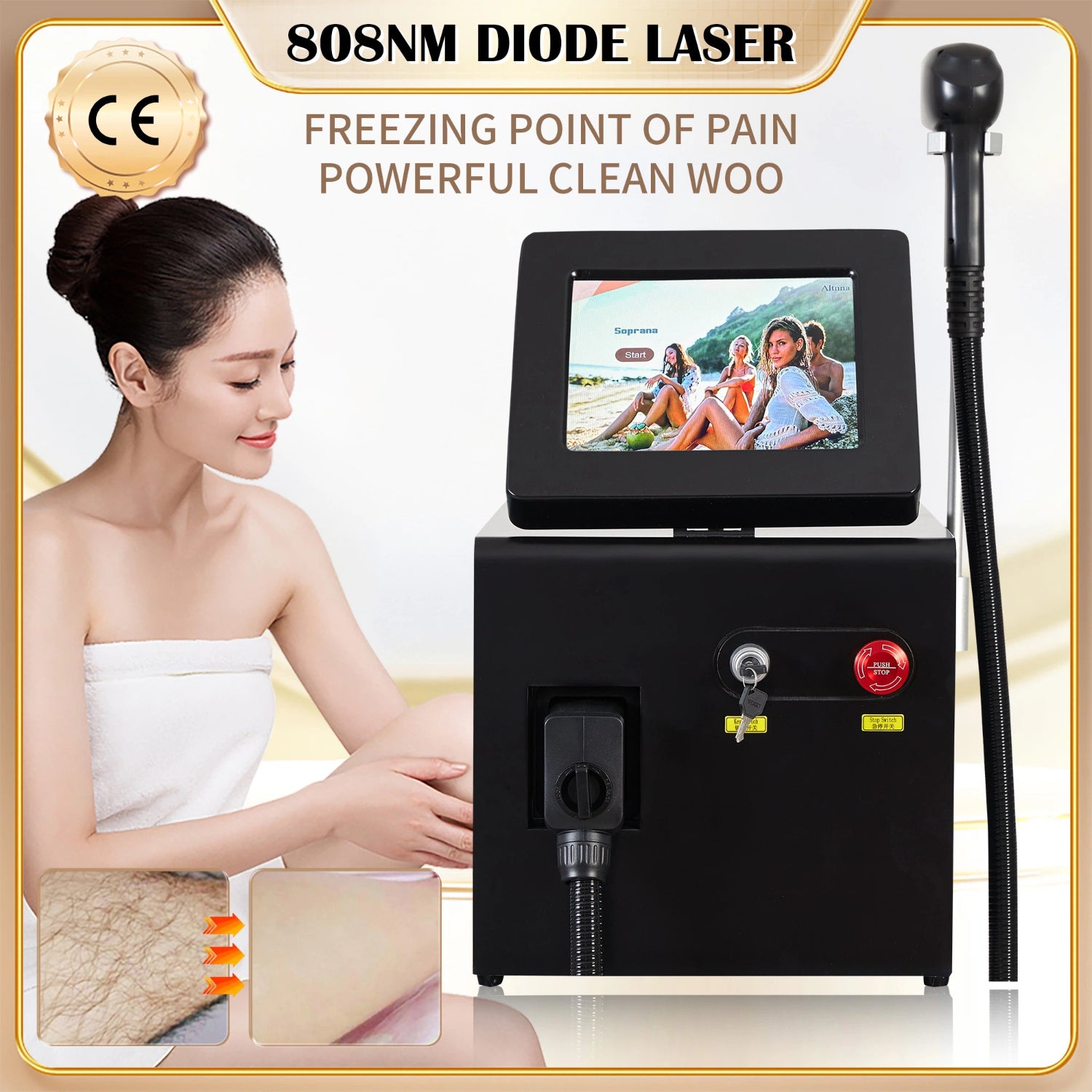 Diode Laser Hair Removal Machine Depilation Equipment Three Wavelengths Ice Titanium Device Professional Machine