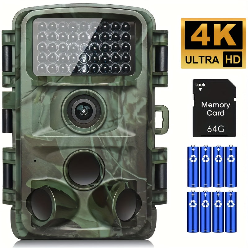 TEMU Trail Camera 4k 64mp Night Photo Video Multifunction Outdoor Hunting Animal Observation Monitor Hunting Camera
