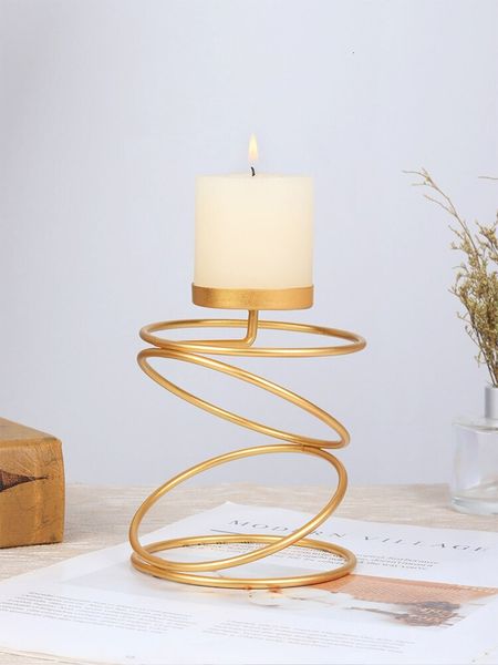 Ins Style Metal Candle Holders Simple Golden Wedding Decoration Bar Party Living Room Home Decor Candlestick