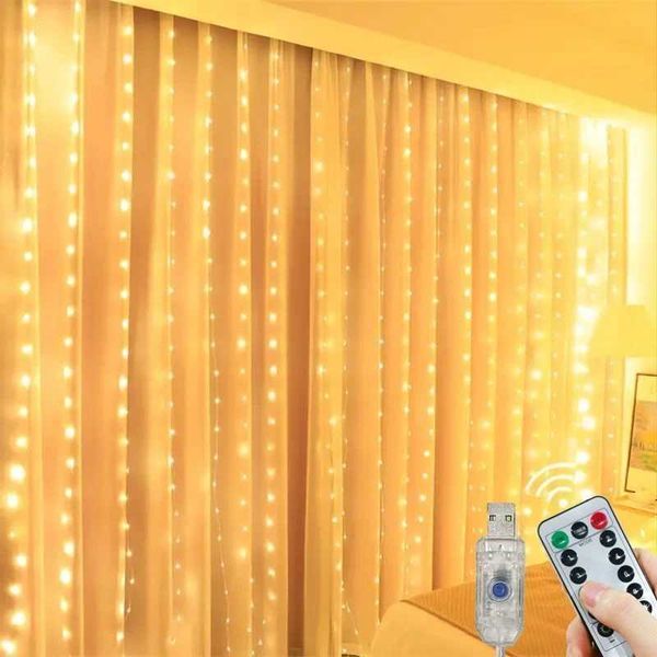 LED Curtain String Lights USB Fairy Light 8 Modes Remote Control Christmas Garland Decor Wedding 2024 Navidad Xmas Tree Decor zyc241120