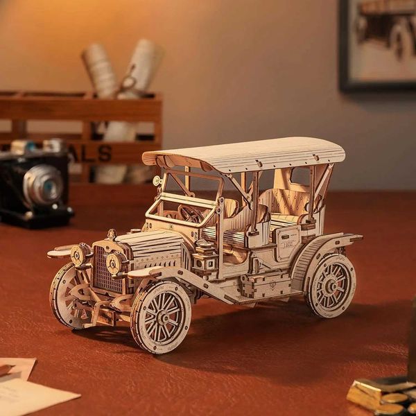 Robotime Vintage Car 3D Wooden Puzzle Retro Car Model Kits for Antique Car Lovers Aesthetic He Decor AdtsT250118