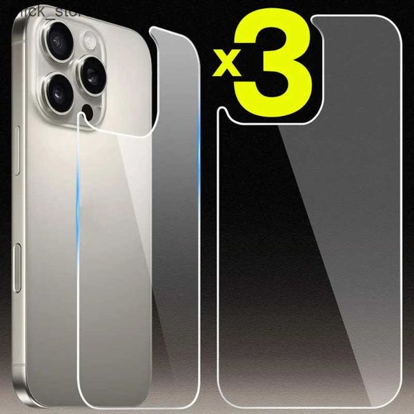 Cell Protectors 3-2-1Pcs Tempered Glass Films for iPhone 16 15 14 13 Pro Max Accessories Phone Back Clear Anti Scratch Screen Protector J241