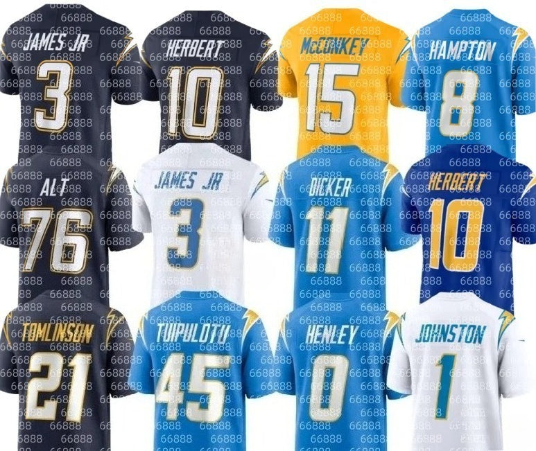 nfl Chargers Jersey 15 Ladd McConkey Rashawn Slater Tuli Tuipulotu Najee Harris Tre Harris Quentin Johnston Tarheeb Still Alohi Gilman Will Dissly D