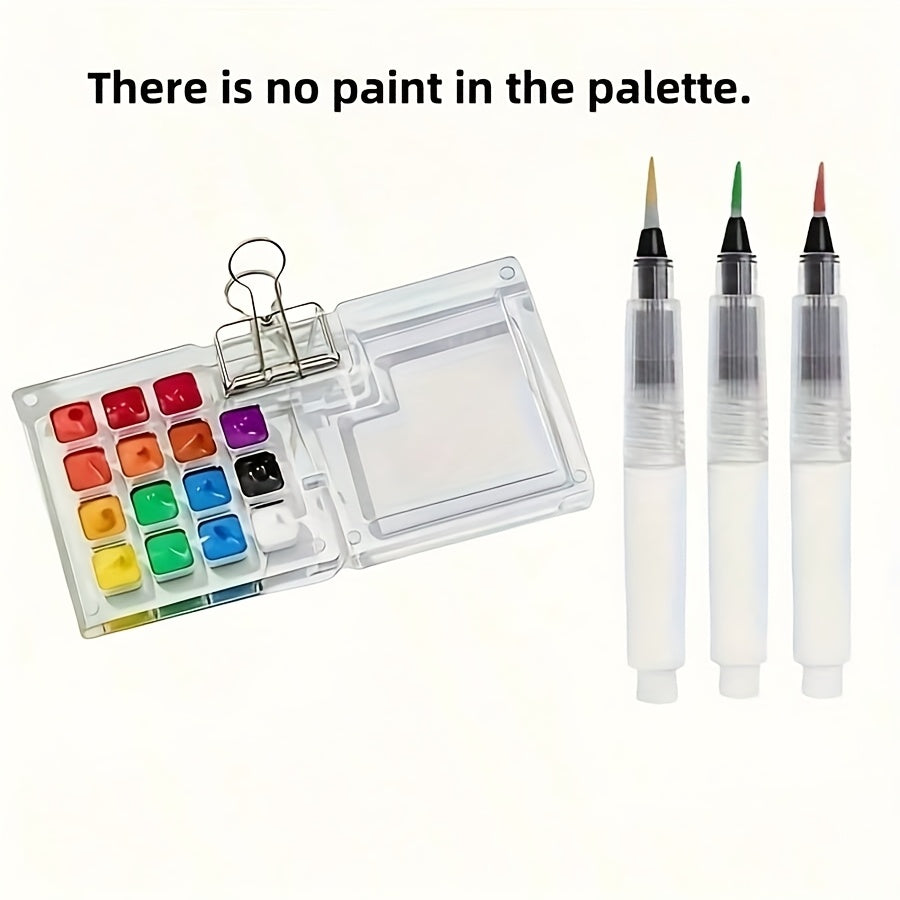 TEMU Portable Acrylic Paint Box Tool Set, Portable Color Mixing Palette With Solid Paint Pens