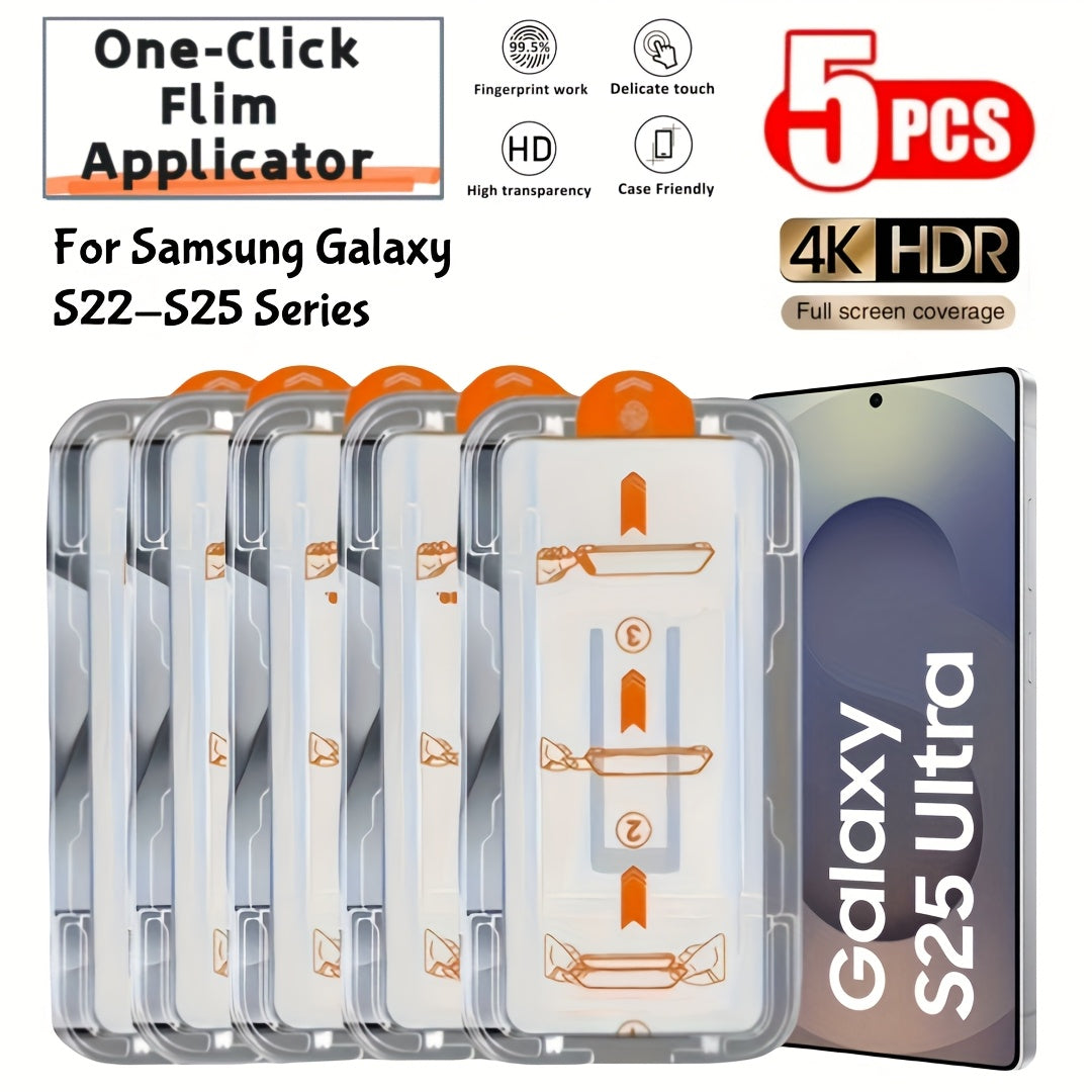 TEMU 5pcs [hd Tempered Glass Protectors] Screen Protectors - Hd, Dust-free Installation, For For Galaxy S22-s22+-s22 Ultra-s23-s23+-s23