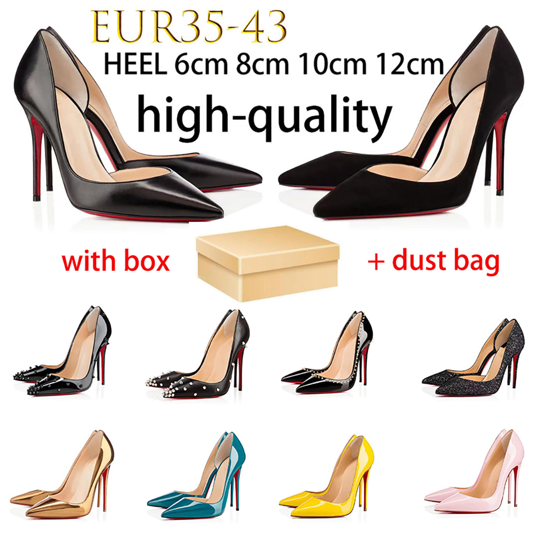 With Box Heels Designer High Heel Dress Shoes 6cm 8cm 10cm 12cm Womens Sandals Stiletto Heel Pointed Toes Nude Black Patent Leather Luxury Pumps wed