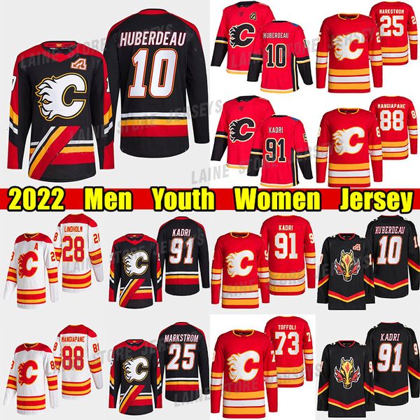 #10 Jonathan Huberdeau Reverse Retro hockey jersey #91 Nazem Kadri Flames#25 Jacob Markstrom Elias Lindholm Andrew Mangiapane Tyler Toffoli