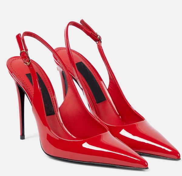 Summer Luxury Women Keira Sandals Shoes Lollo Patent Leather Red Black Silver Gold Stiletto Heels Party Wedding Dress Slingback Lady Walking