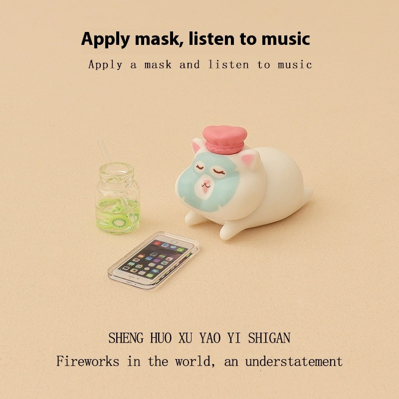 Cartoon cute apply facial mask kitten mini mobile phone kiwi fruit juice cup baby home accessories desktop knickknacks