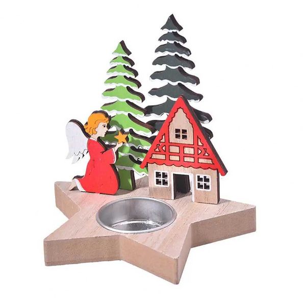 Candle Holders Festive Corner Decoration Christmas Tree Candle Holder Festive Christmas Wooden Candle Holders Featuring for Tabletop for Din