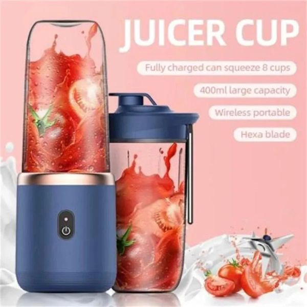 Small Electric 6 Blades Portable Juicer Fruit Juice Cup Automatic Smoothie Blender Ice CrushCup
