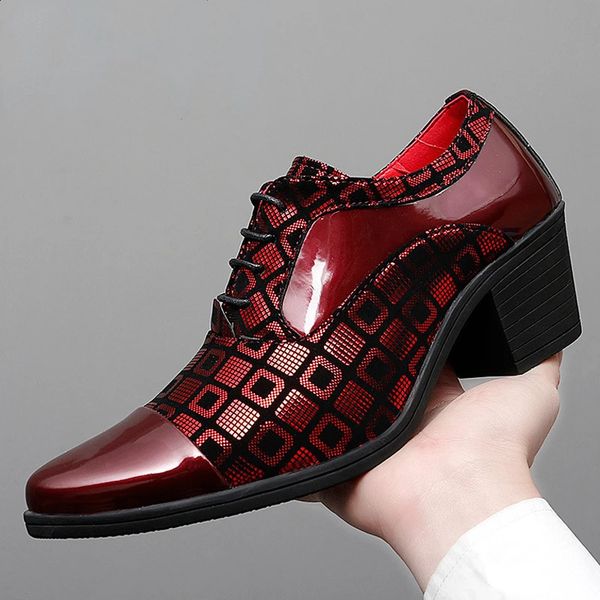 Men Formal Shoes High Heels Business Dress Shoes Male Oxfords Pointed Toe Formal Shoe for Man Wedding Party Leather Shoe 240906