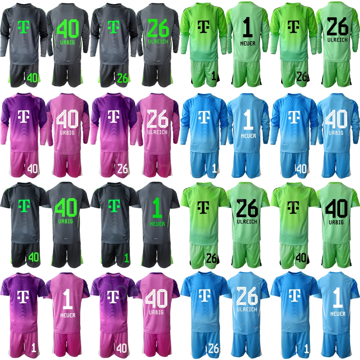 Club Soccer GK 1 Manuel Neuer Jerseys Set Goalkeeper 40 Sven Ulreich 18 Daniel Peretz 1 Oliver Kahn Sepp Maier Long Sleeve Football Shirt Mans Youth