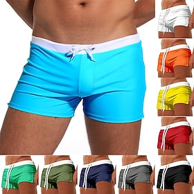 Homens Bermuda de Surf Shorts de Natação Calção Justo de Natação Com Cordão com forro de malha Fenda Côr Sólida Respirável Secagem Rápida Atlético Praia Piscin
