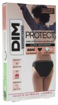DIM Protect - Pratelné menstruační kalhotky - Černá - Bohatý průtok - Velikost 40-42