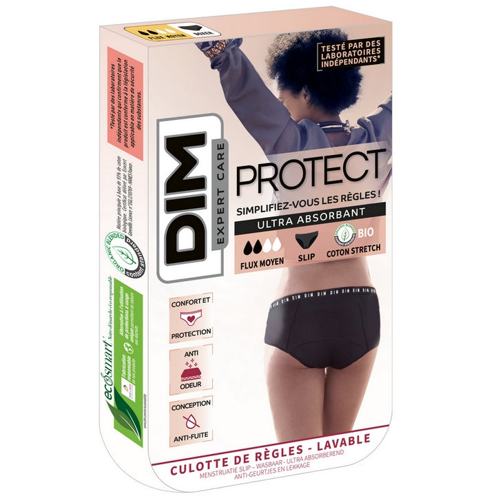 Dim Protect - Washable Menstrual Panties - Black - Medium Flow - Størrelse 36-38