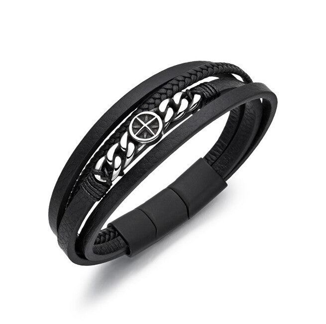 Diverse Men's Black Leather Bracelet B1000845