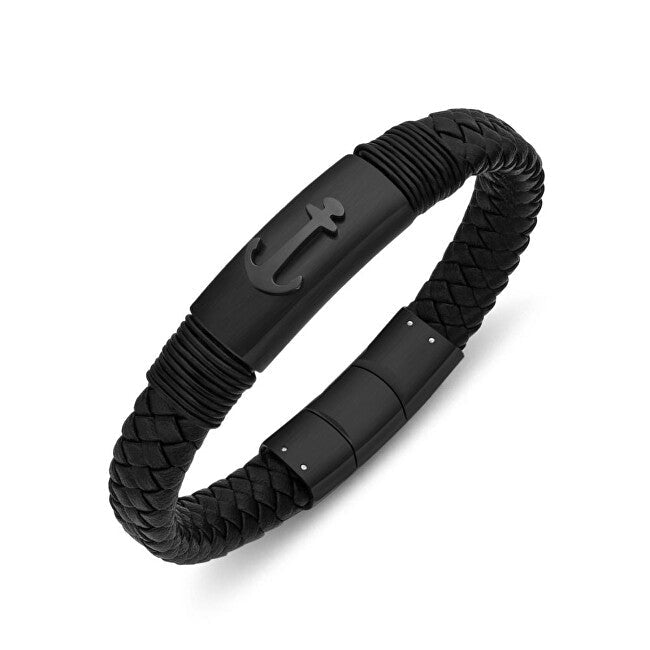 Diverse Anchor Black Leather Bracelet B1000162