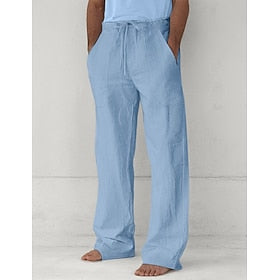 Homme Pantalon pantalon été Pantalon baggy Pantalon de plage Pantalons décontractés Cordon Poche avant Jambe droite Plein Confort Doux Toute la longueur Yoga V