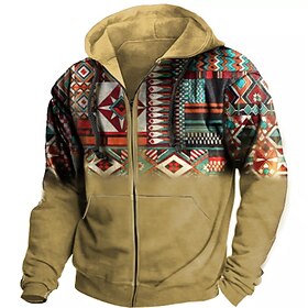 Men's Full Zip Hoodie Jacket Blue Purple Brown Dark Gray Coffee Hooded Color Block Graphic Prints Zipper Print Sports  Outdoor Daily Sports 3D Print Streetwear