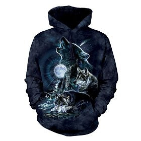 Men's Pullover Hoodie Sweatshirt Black Navy Blue Blue Light Blue Hooded Animal Wolf Graphic Prints Print Daily Sports 3D Print Streetwear Designer Basic Spring