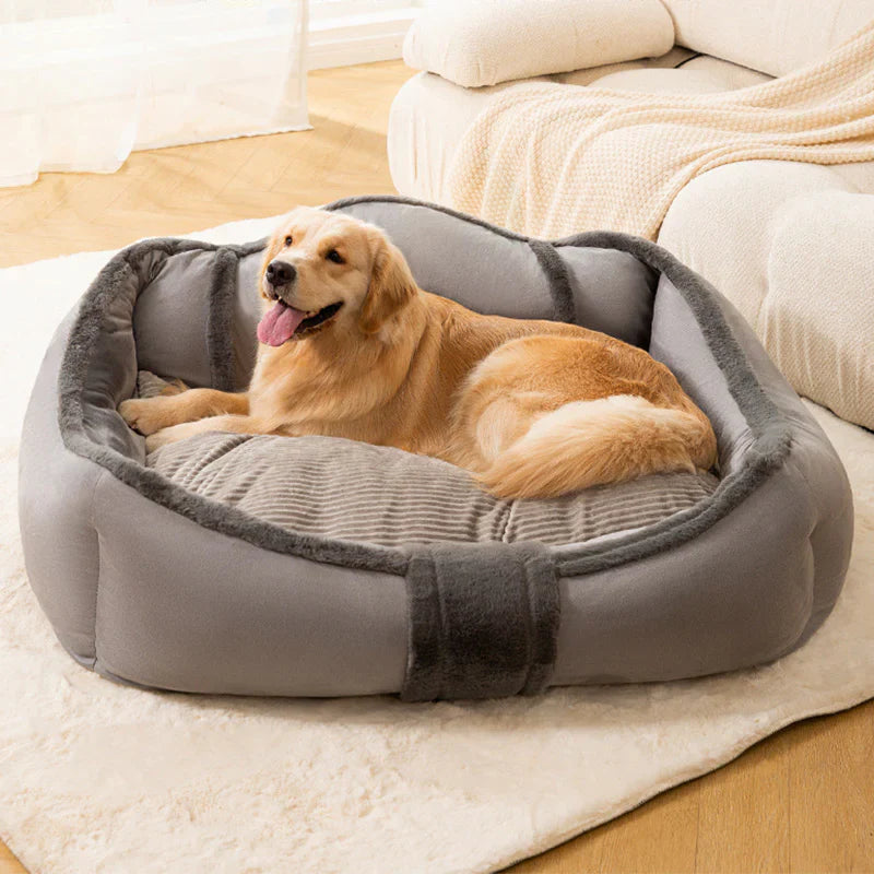 Vintage Large Cozy Calming Sofa Dog Bed, Grey - L