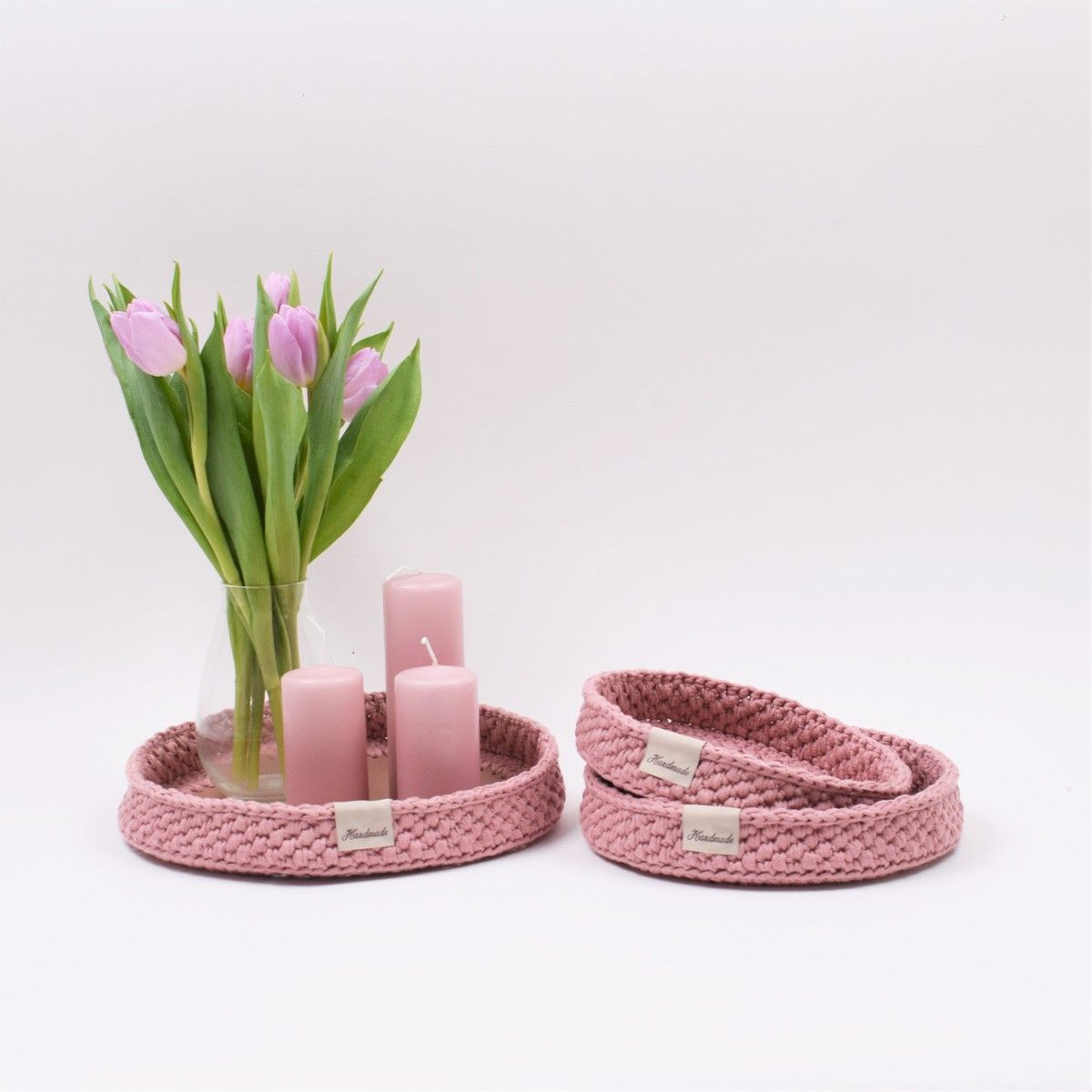 Dekorative Tabletts mit rundem Lederboden