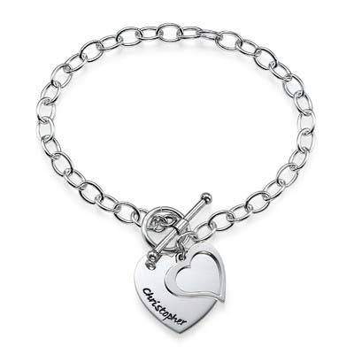 Sterling Silver Double Heart Charm Bracelet