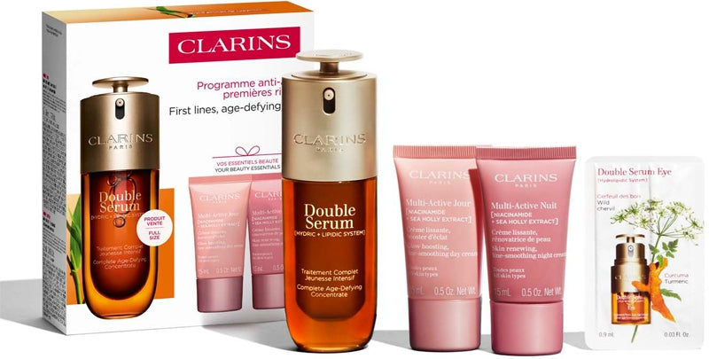 Clarins Dobbelt serum og multiaktivt gavesæt til alle hudtyper