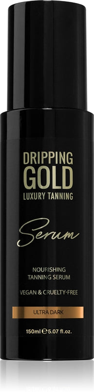 Dripping Gold Lyxig solbränna självbrunande serumpreparat för kropps- och ansiktsfärg Ultra Mörk 150 ml