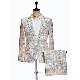 Disque Années 80 Smoking Tailleurs et Vestons Revers Cranté Disque Homme Paillettes Mascarade Fête - Soirée Manteau