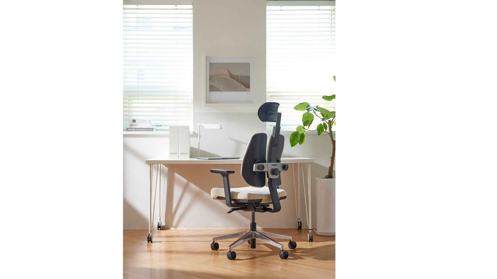 ErgoSpace Duo5: Ergonomic Chair with Patented Dual-Backrests Beige