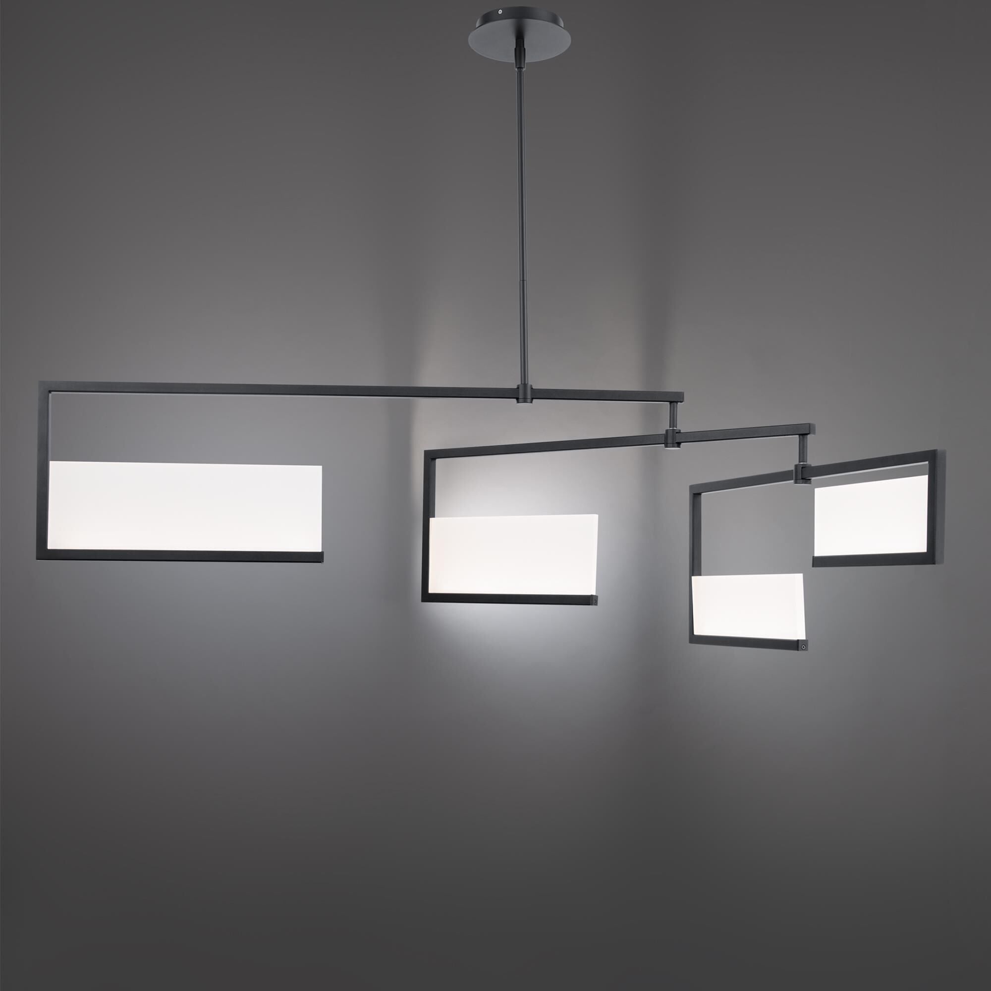 dwe LED Quartet 56 Inch 4 Light LED Linear Suspension Light Quartet - PD-29256-BK - Modern Contemporary