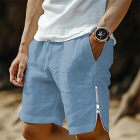 Herre Shorts Linneshorts Sommer shorts Strandshorts Lynlås Snørelukning Elastisk Talje Vanlig Komfort Åndbart Knælængde udendørs Yoga  Danse Sko Daglig Mode Ga