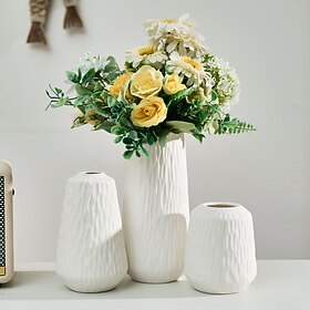 Ensemble de trois vases en céramique blanche, vases décoratifs pour le salon de la maison, ensemble d'arrangement floral moderne de 3