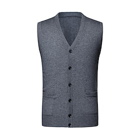 Men's Sweater Vest Wool Sweater Cardigan Knit Knitted Braided Solid Color Deep V Basic Soft Daily Weekend Clothing Apparel Winter Fall Green Wine M L XL