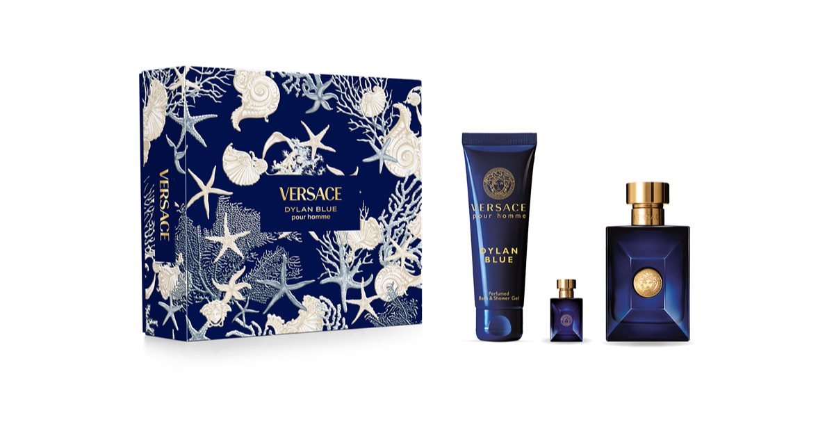 Versace Dylan Blue Pour Homme gavesett for menn Eau de Toilette 100 ml + parfymert dusjgelé 150 ml + Eau de Toilette 5 ml