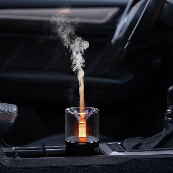 Humidifiers Car mounted aromatherapy machine with cool candlelight atmosphere small portable high fog humidifier suitable for home indoor ta