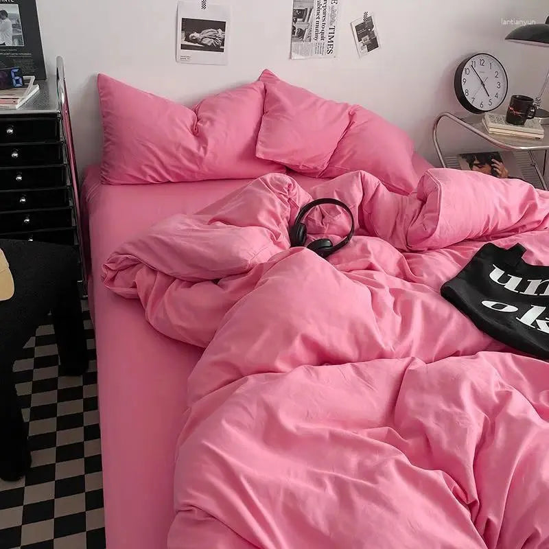 Bedding Sets High Quality Set Solid Color Duvet Cover For Girls Boys Single Full Size Simple Comforter With Pillowcase Sheet