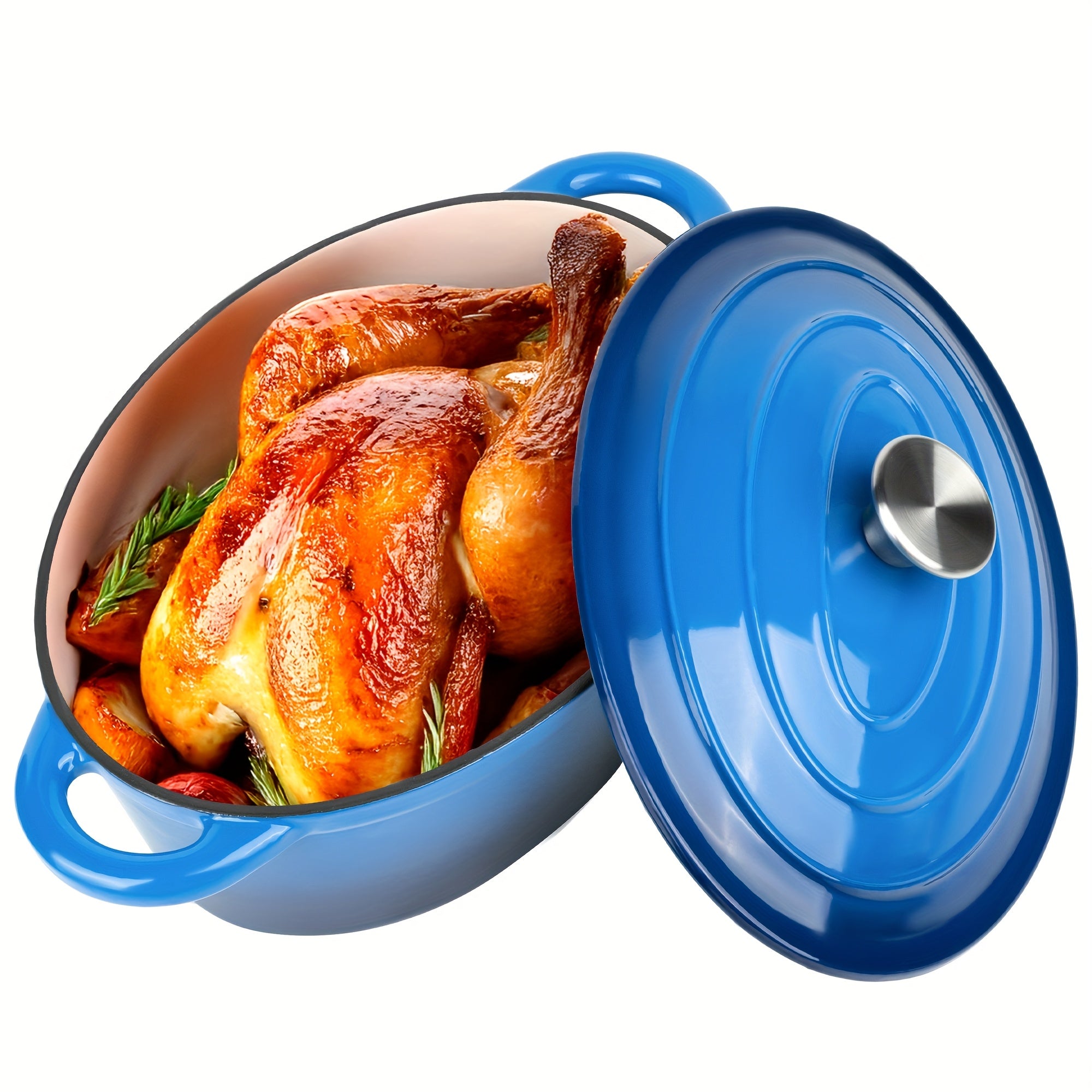 TEMU Aivermeil Enameled Dutch Oven Pot With Lid, Cast Iron Dutch Oven With Dual Handles For Bread Baking, Cooking, Enamel Coated Cookware