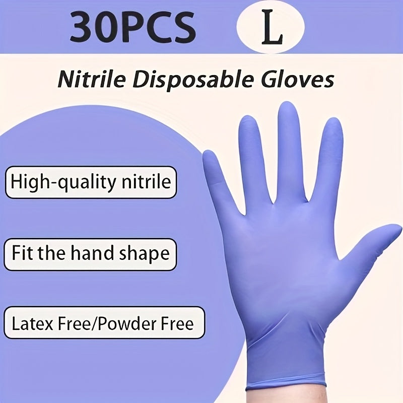 TEMU 30pcs, Purple-blue Disposable Nitrile Gloves, Household Cleaning Products, Suitable For Household Tasks, Kitchen, Dishwashing, Beauty Salons, ,
