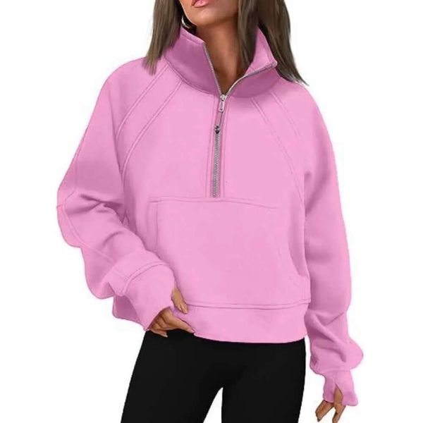 Lululrmon Half Zip Hoodie Jacket Designer Sweater Women&#039;s Define Workout Lululies Lemenly Sport Coat Fiess Activewear Top Solid Zipper