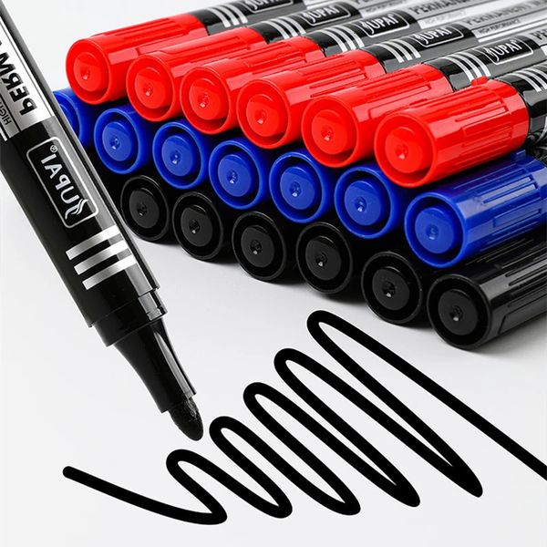 36PcsSet Permanent Marker Pen Fine Point Waterproof Ink Thin Nib Crude Black Blue Red 15mm Color Pens 250102
