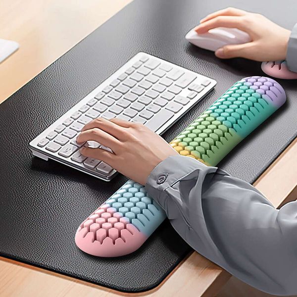 Keyboard silicone mouse pad comfortable heat dissipation ventilation, wrist support for men women typing and office pads