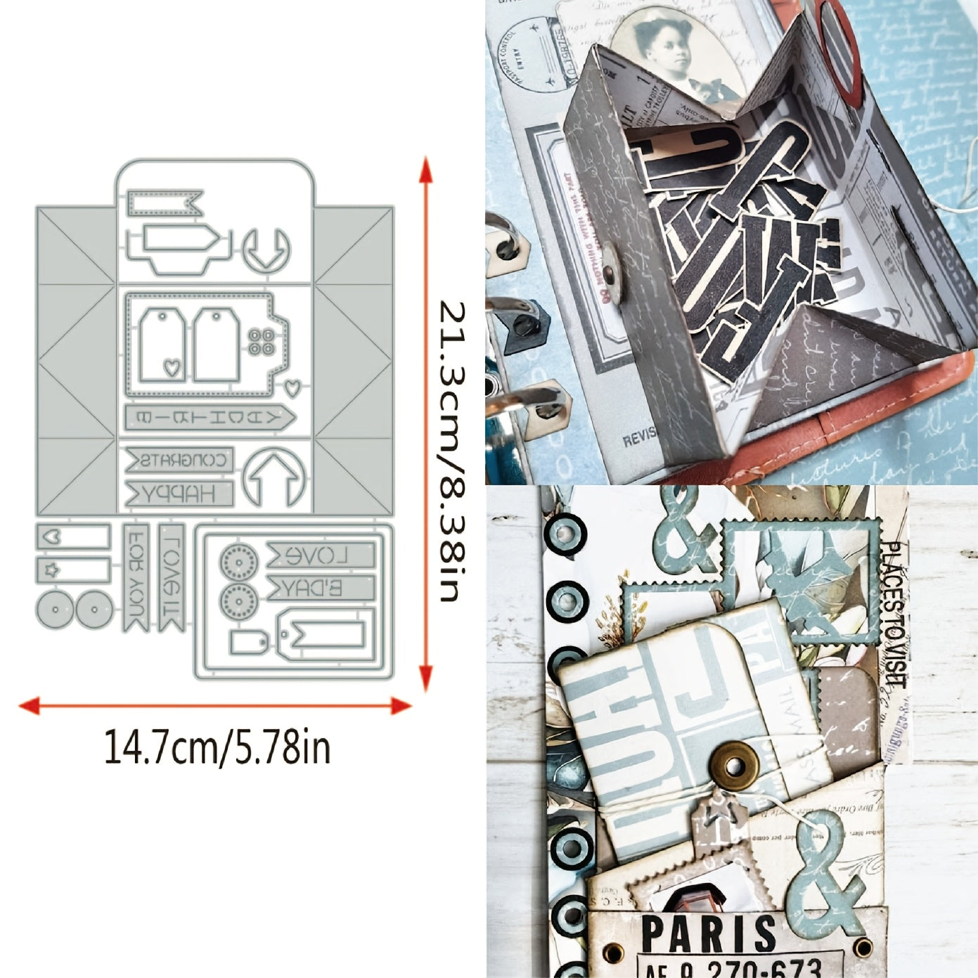TEMU 1pc Metal Cutting Dies Album Diy Scrapbooking Design, Craft Paper Cutter Mold, Stamping Template For Card Making, Accessories